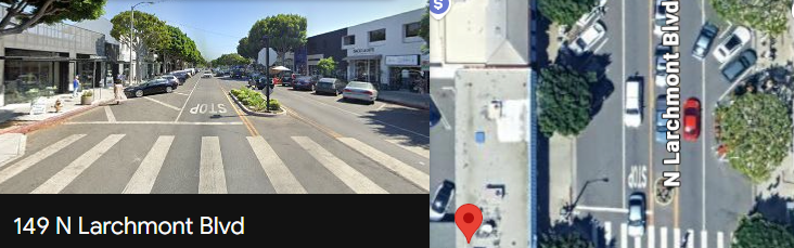 image of bus icon on a map of Larchmont. Bus is located at in 149 N Larchmont Blvd Los Angeles CALIFORNIA 90004